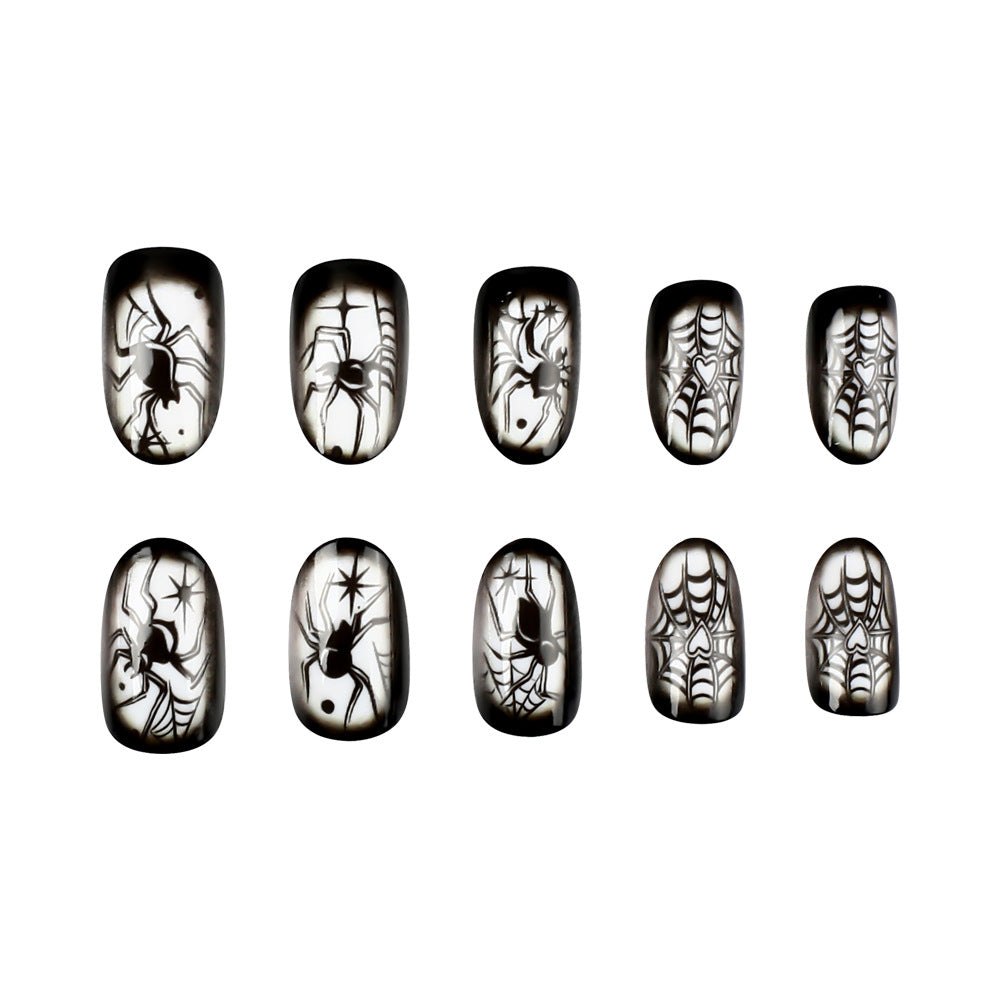 Creepy Spider-Themed Press-On Nail Art Set Bowlift