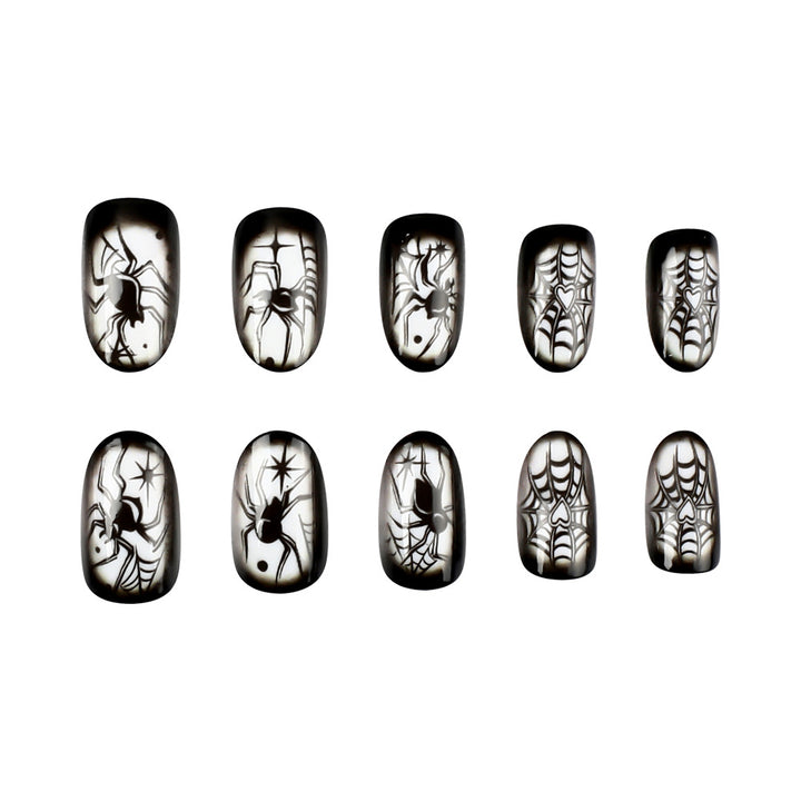 Creepy Spider-Themed Press-On Nail Art Set Bowlift