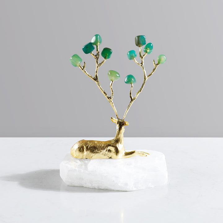 Artistic Deer Sculpture with Gemstone Accents