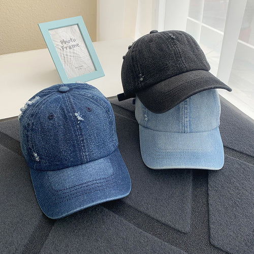 Women's Distressed Denim Baseball Cap Bowlift 1784084168