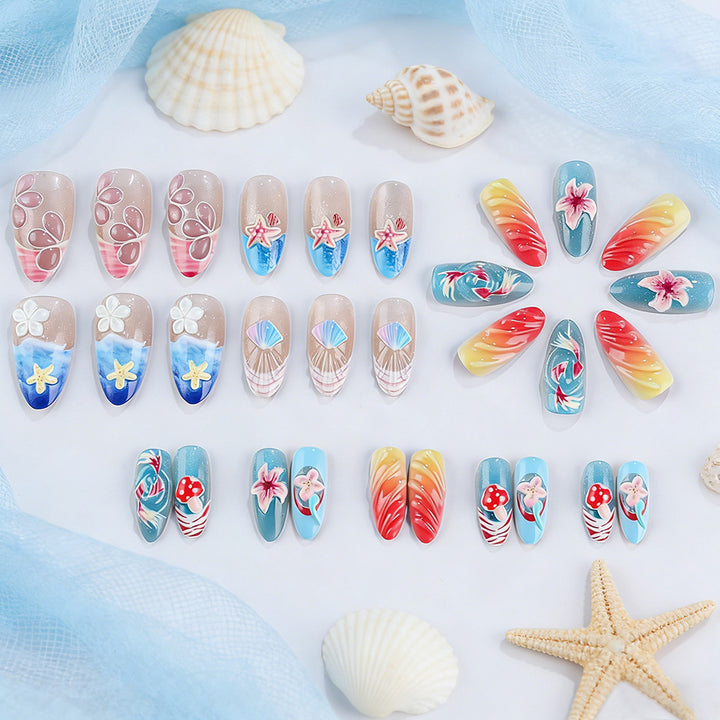 Artistic Marine-Themed Press-On Nails Bowlift