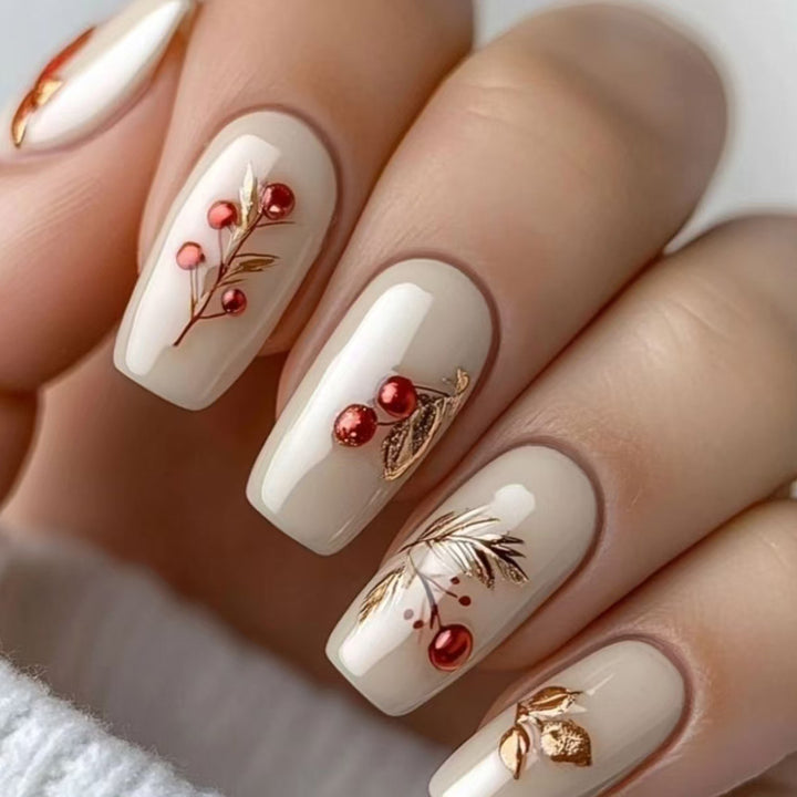 Elegant Holiday-Themed Press-On Nails Bowlift