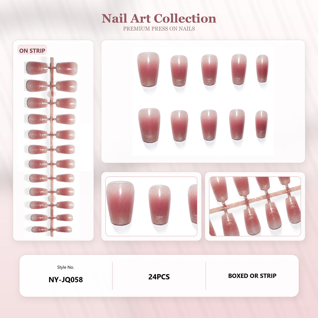 Premium Press-On Nails with Metallic Shine Bowlift