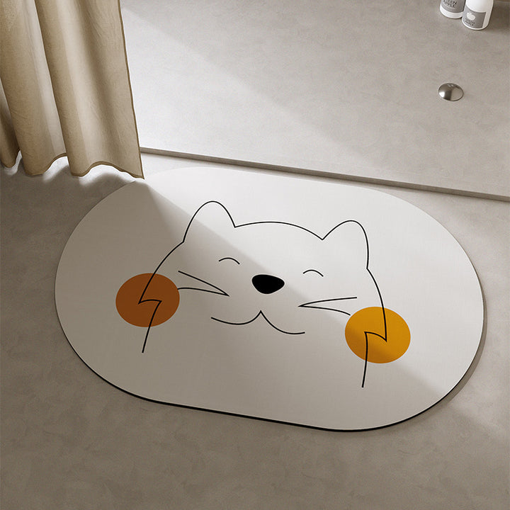 Playful Cat-Themed Bath Mat Bowlift