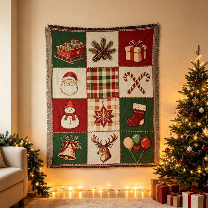 Festive Holiday Theme Throw Blanket