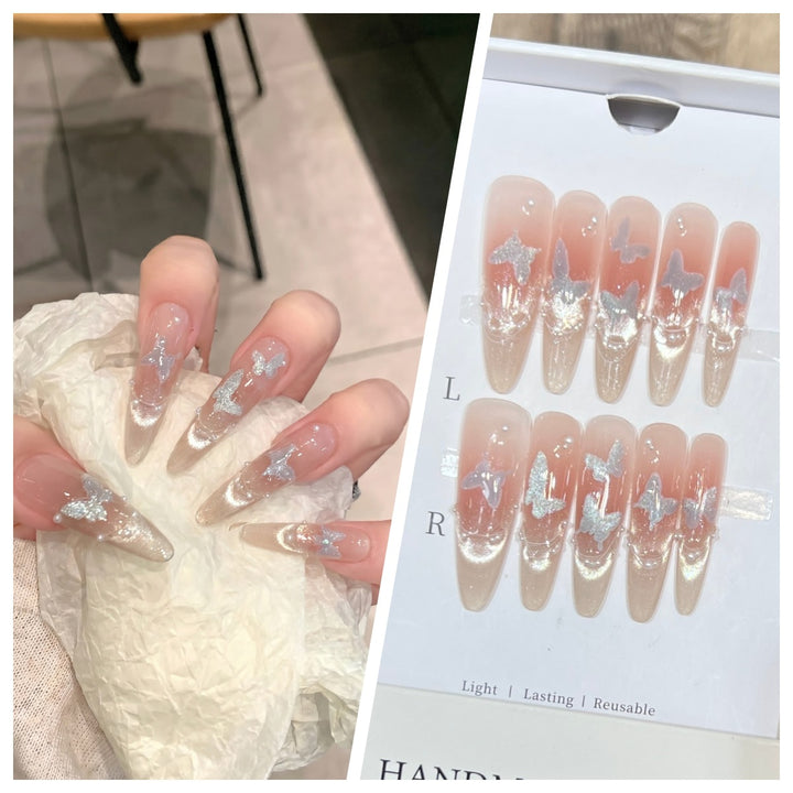 Artistic Stiletto Press-On Nail Set with Charming Patterns Bowlift