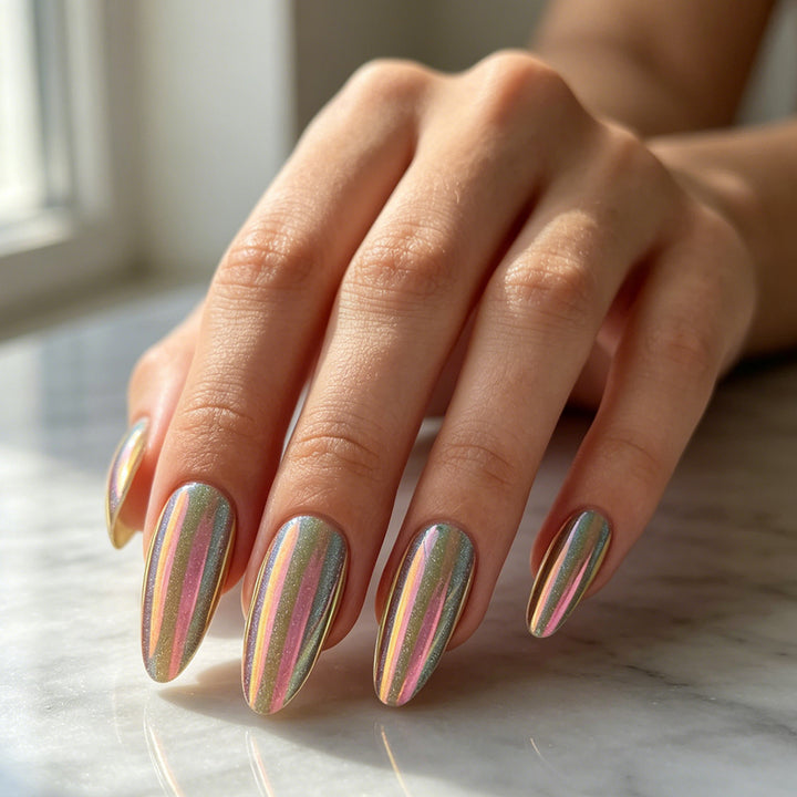 Holographic Stiletto Press-On Nails Bowlift