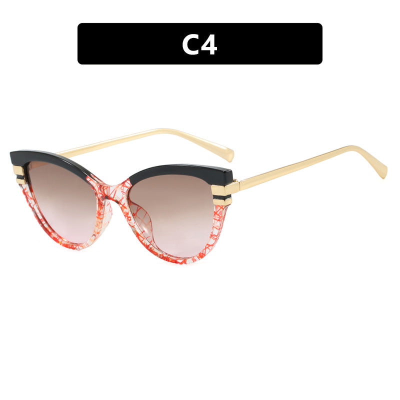 Ladies Cat-Eye Sunglasses with Elegant Plastic Frame and Golden Accents Bowlift