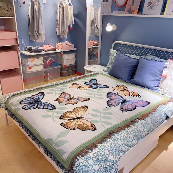 Butterfly Patterned Decorative Throw Blanket