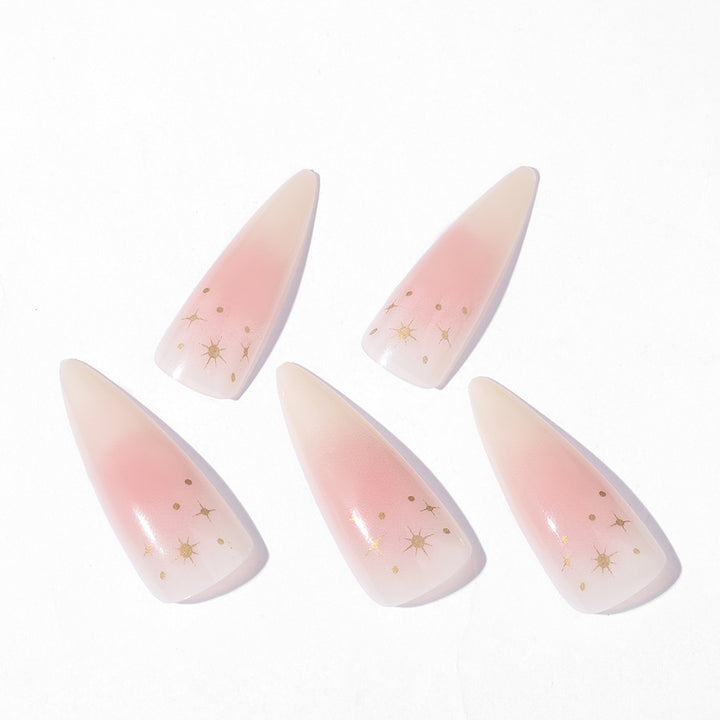 Acrylic nail set with delicate ombre design and glamorous star accents Bowlift