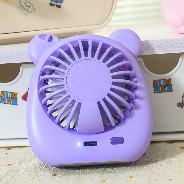 Ladies Portable Hand Fan with Creative Bear Design Bowlift