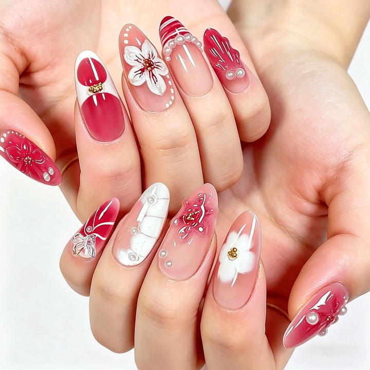 Decorative Floral Press-On Nail Art Collection Bowlift