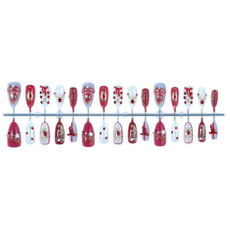 Artificial nail set with festive Christmas and glamour designs Bowlift
