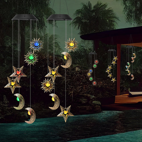 Decorative Hanging Star Wind Chime With Brass Stars And Tubular Aluminum Chimes Bowlift