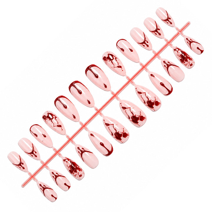 Artificial nail set with creative blood stain designs Bowlift