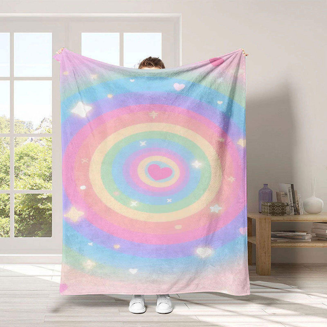 Cozy Rainbow-Themed Fleece Throw Blanket