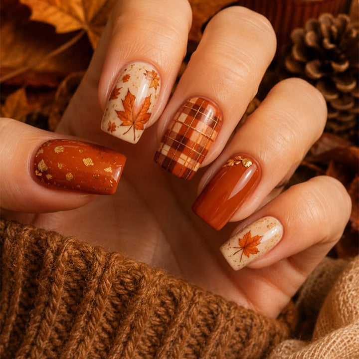 Artistic Fall-Themed Nail Art Extensions Bowlift