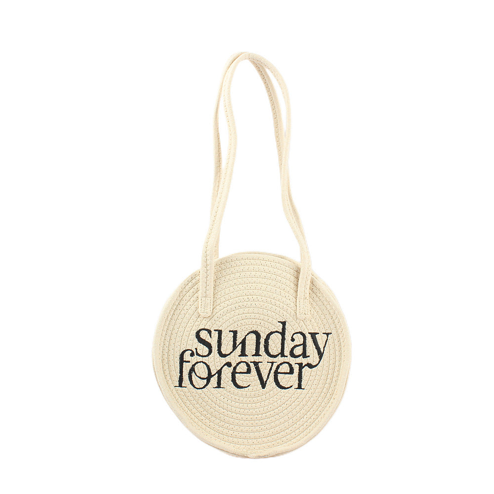 Round tote bag with stylish lettering Bowlift
