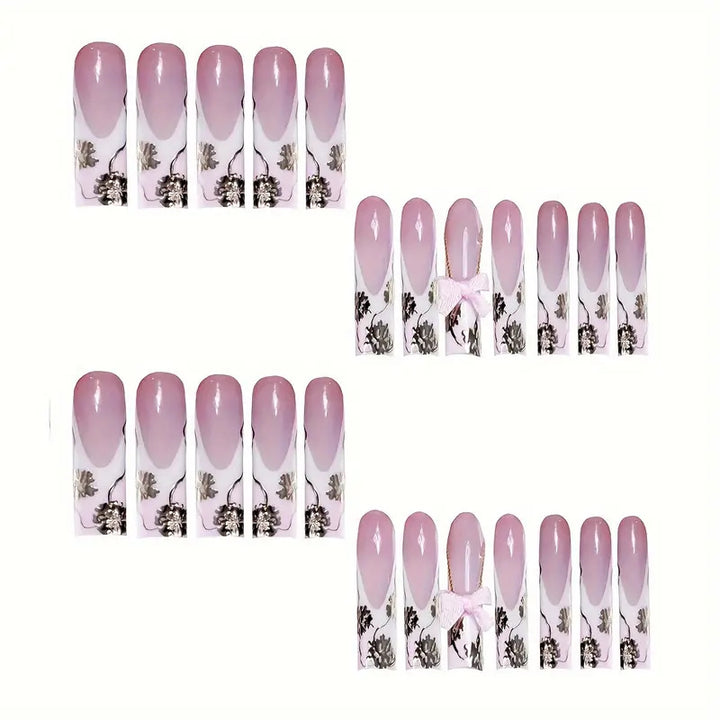 Floral Accent Decorative Press-On Nails Bowlift