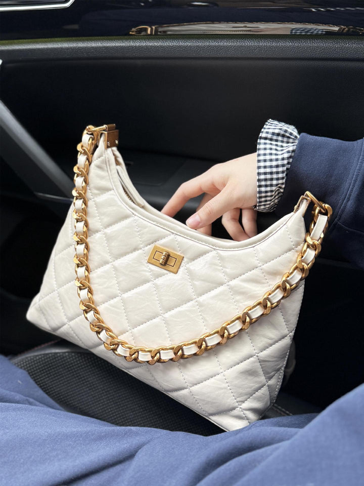 Quilted Chain-Detail Shoulder Bag Bowlift