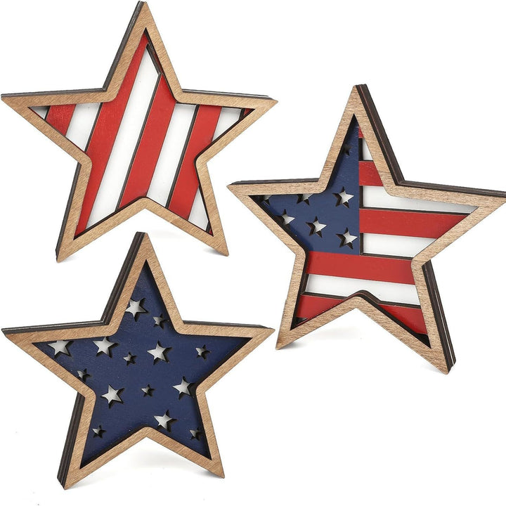 Unisex nan distressed layered farmhouse star wall sculpture with carved dimensional panels Bowlift