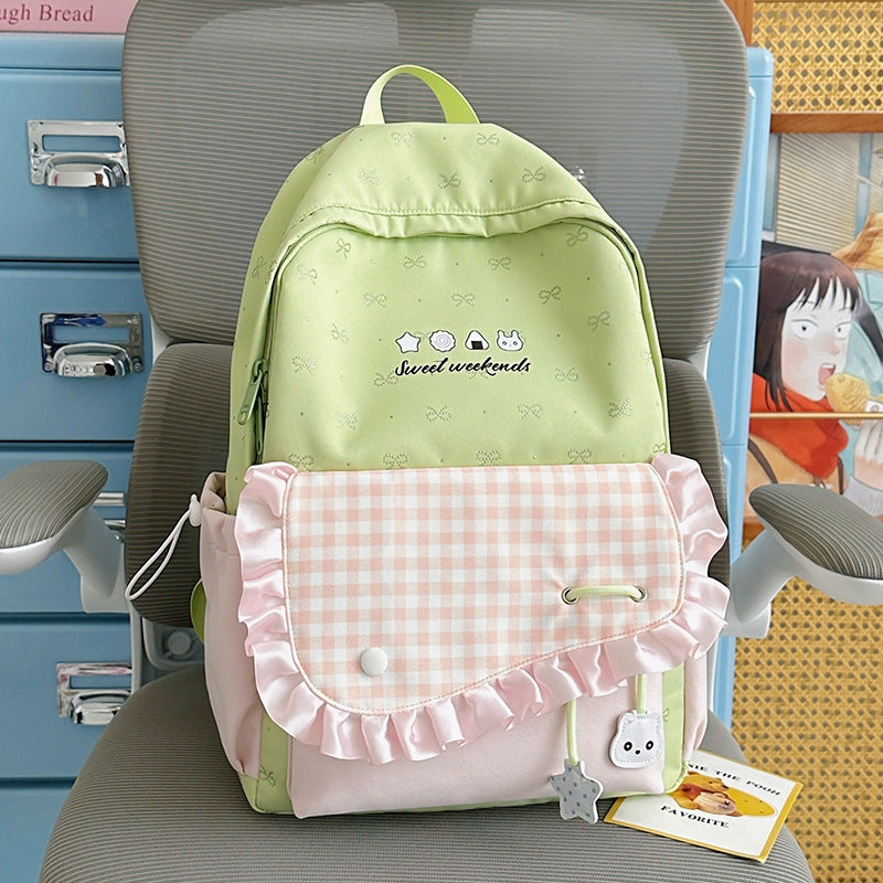 Charming Ruffled Design Backpack