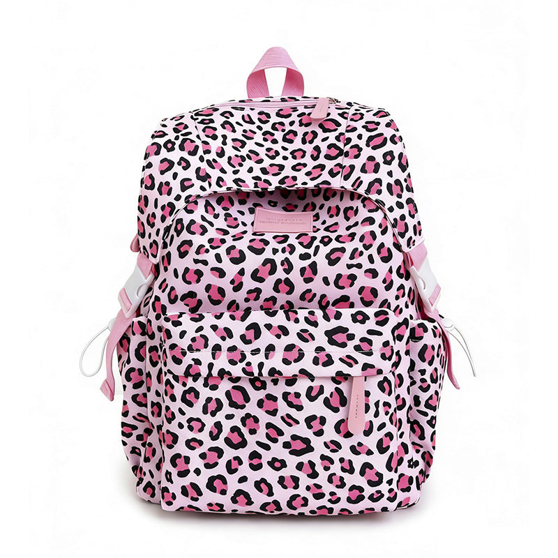 Playful Leopard Print School Backpack Bowlift