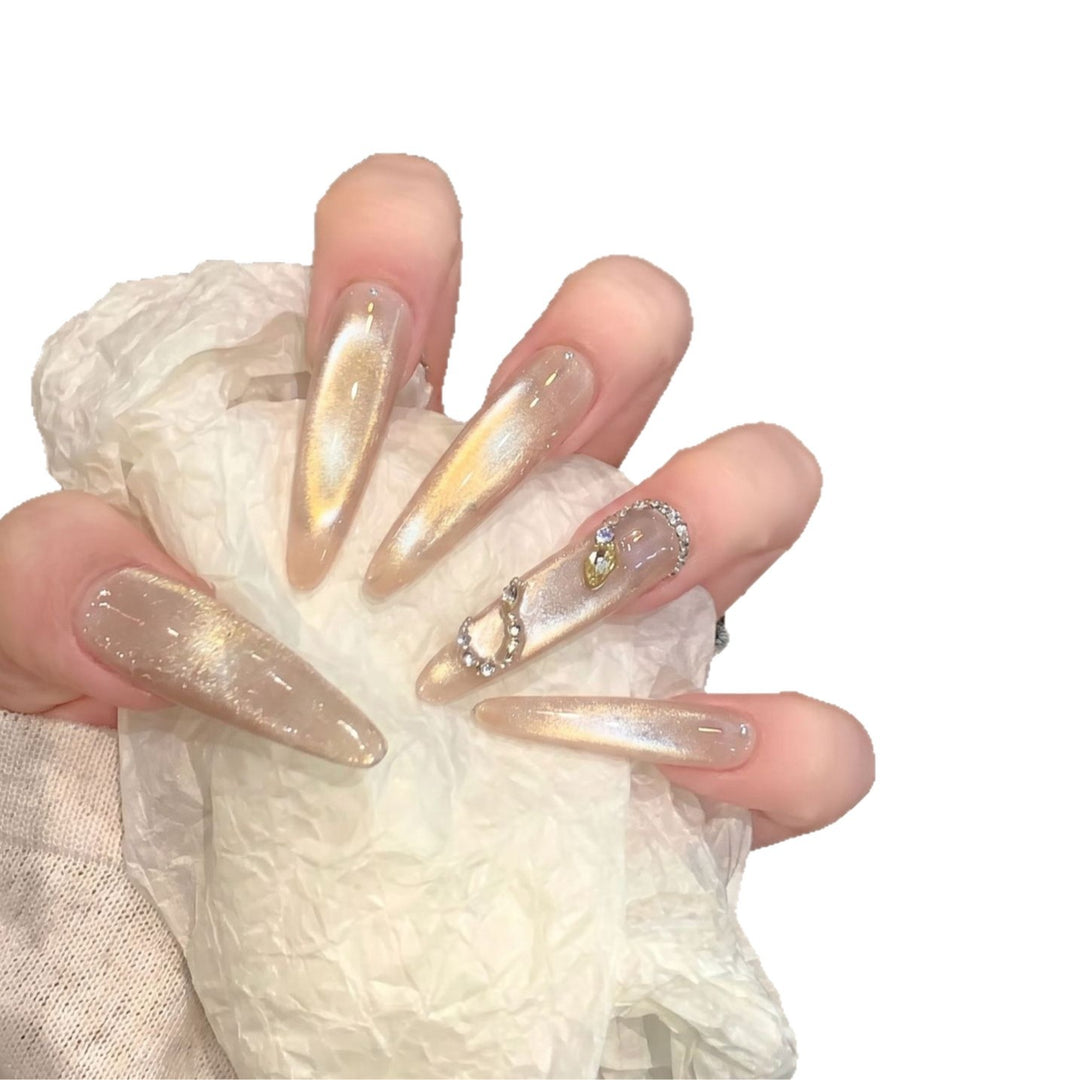 Glamorous Stiletto Press-On Nail Set with Crystal Accents Bowlift