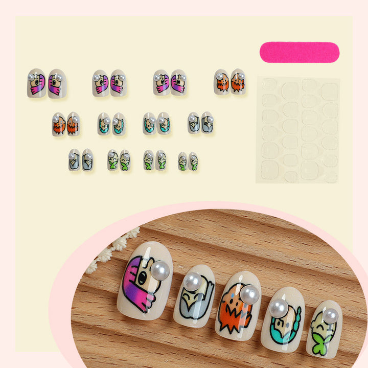 Cartoon-Themed Press-On Nail Art Set Bowlift