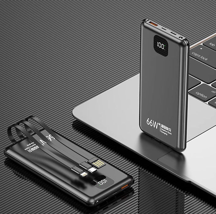 High-speed power bank with multifunctional cable and digital display Bowlift