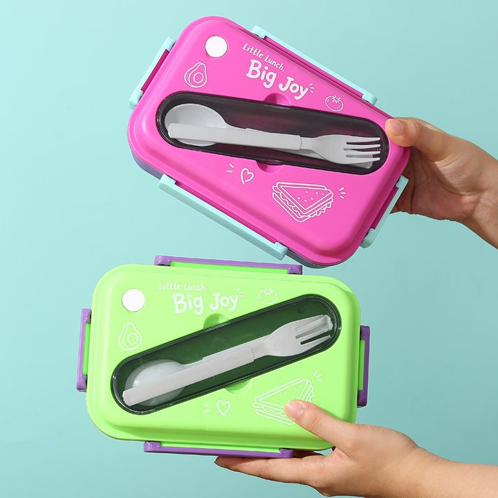 Multi-Compartment Lunch Box with Integrated Utensils