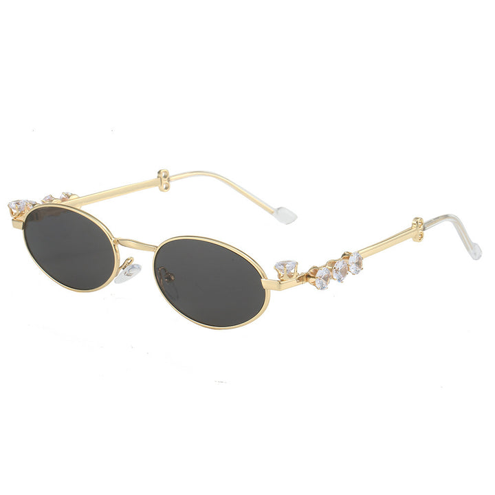 Fashion-Forward Oval Sunglasses with Crystal Accents Bowlift