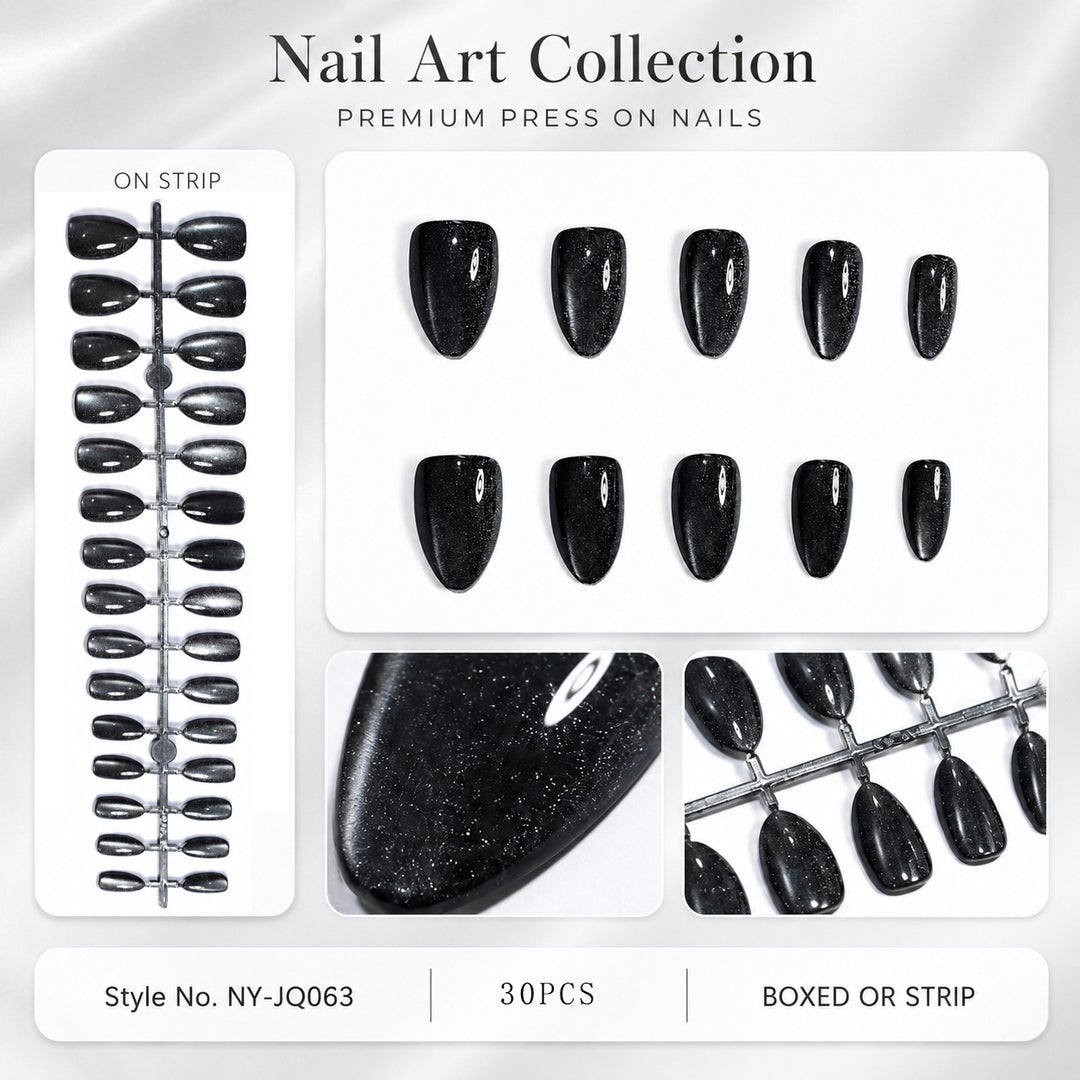 Premium Press-On Nails with Metallic Shine Bowlift