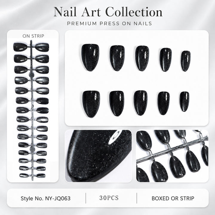 Premium Press-On Nails with Metallic Shine Bowlift