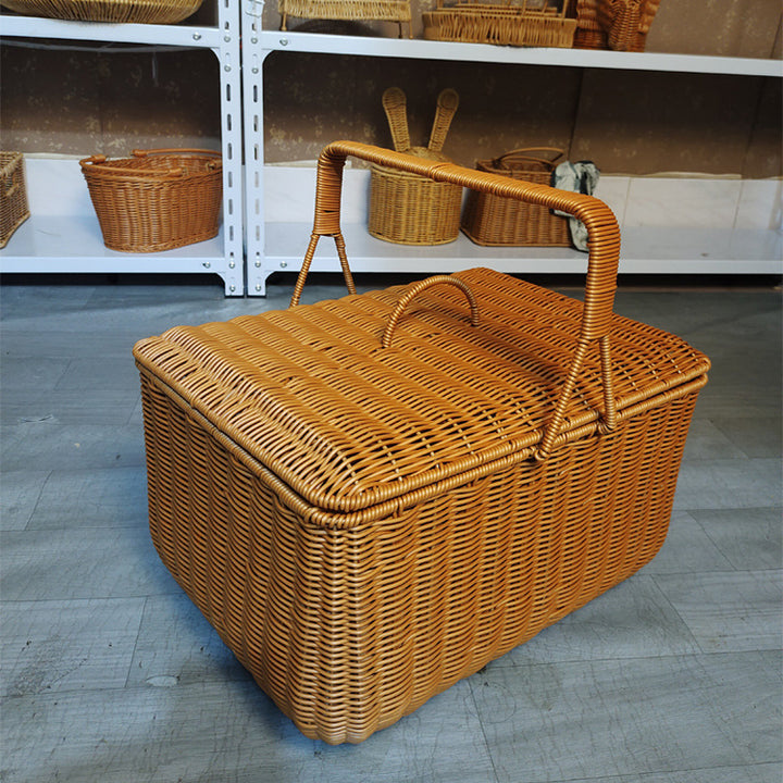 Elegant Woven Picnic Basket Bowlift