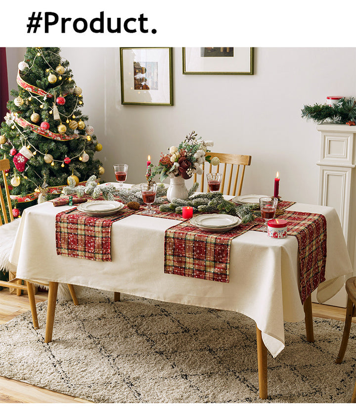 Plaid Fabric Christmas Dining Table Runner