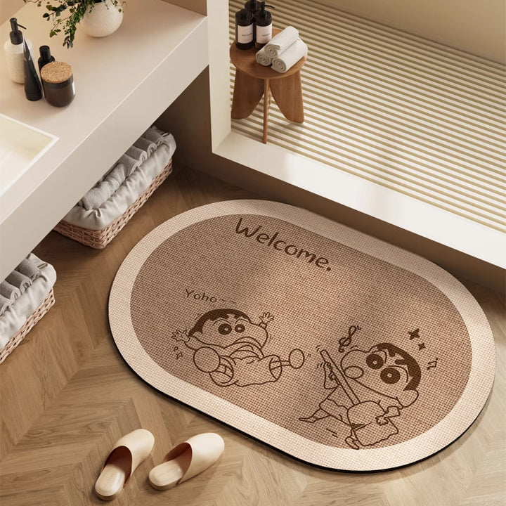 Playful Cartoon Character Bath Mat