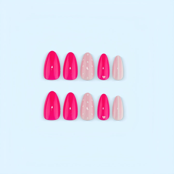 Creative Nail Art with Heart and Dot Design Bowlift
