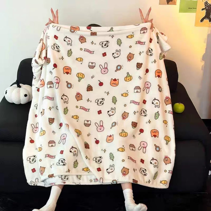 Cartoon-Themed Plush Throw Blanket