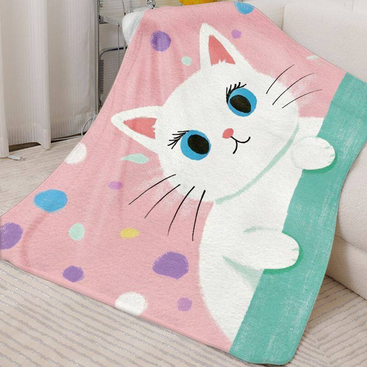 Cute Cat-Themed Fleece Blanket