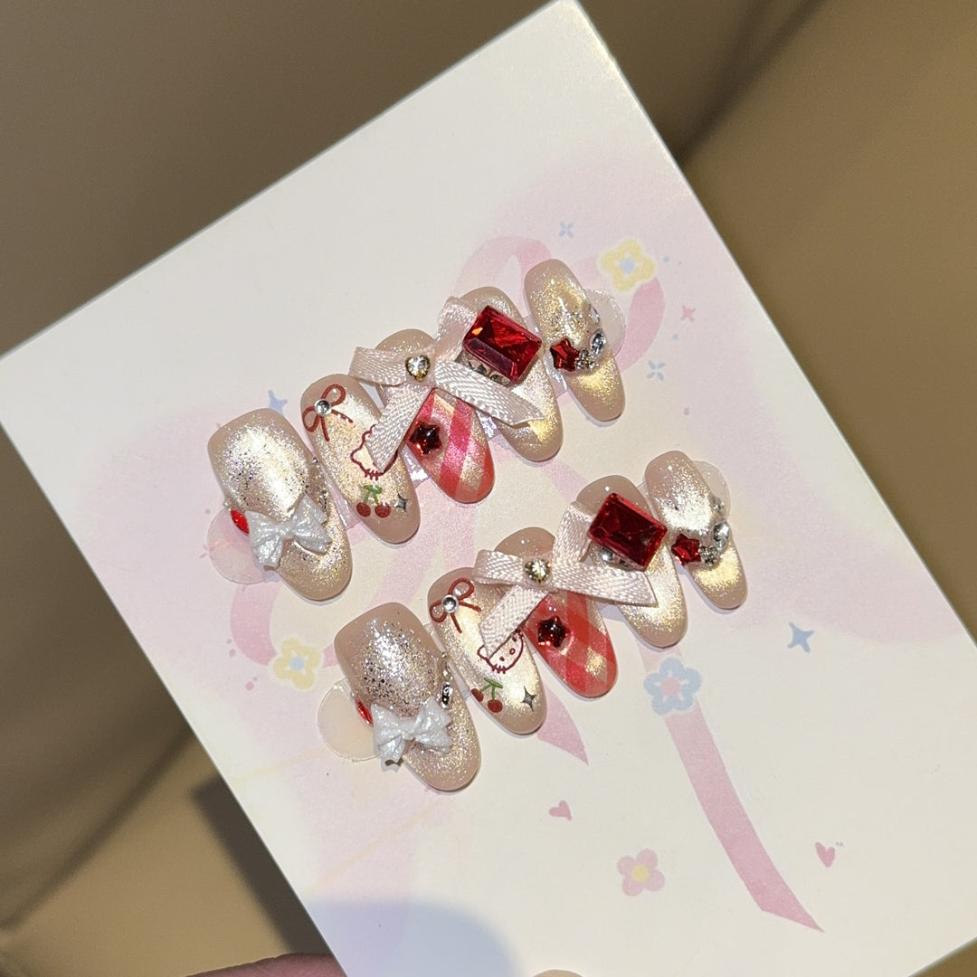Artificial Nail Set with Playful Character and Detailed Decoration Bowlift