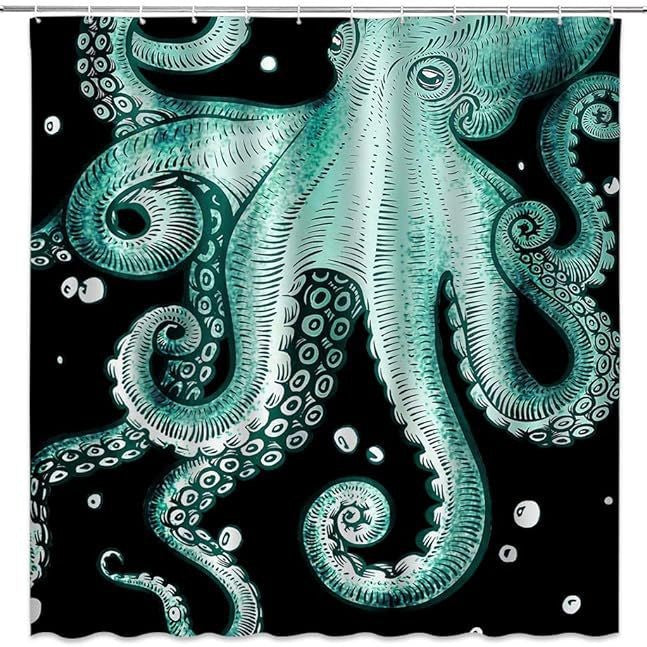 Ocean-Themed Art Shower Curtain Bowlift