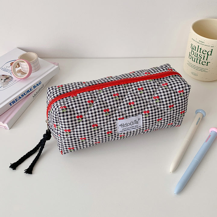 Quilted Cherry Print Pencil Case Bowlift