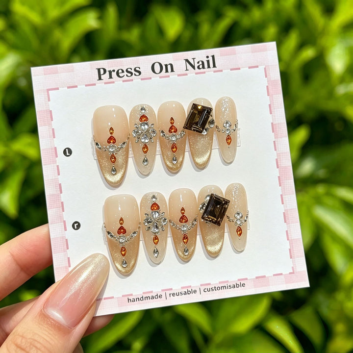 Customizable Glitter-Accent Press-On Nails