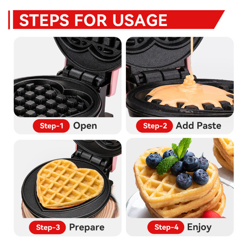Heart-Shaped Mini Waffle Maker Bowlift