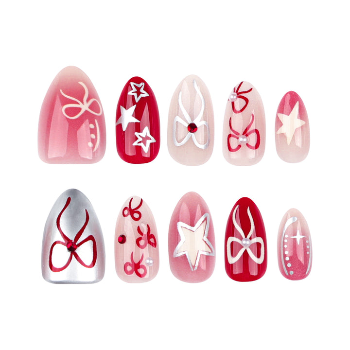 Artistic Nail Extensions with Festive Design Bowlift