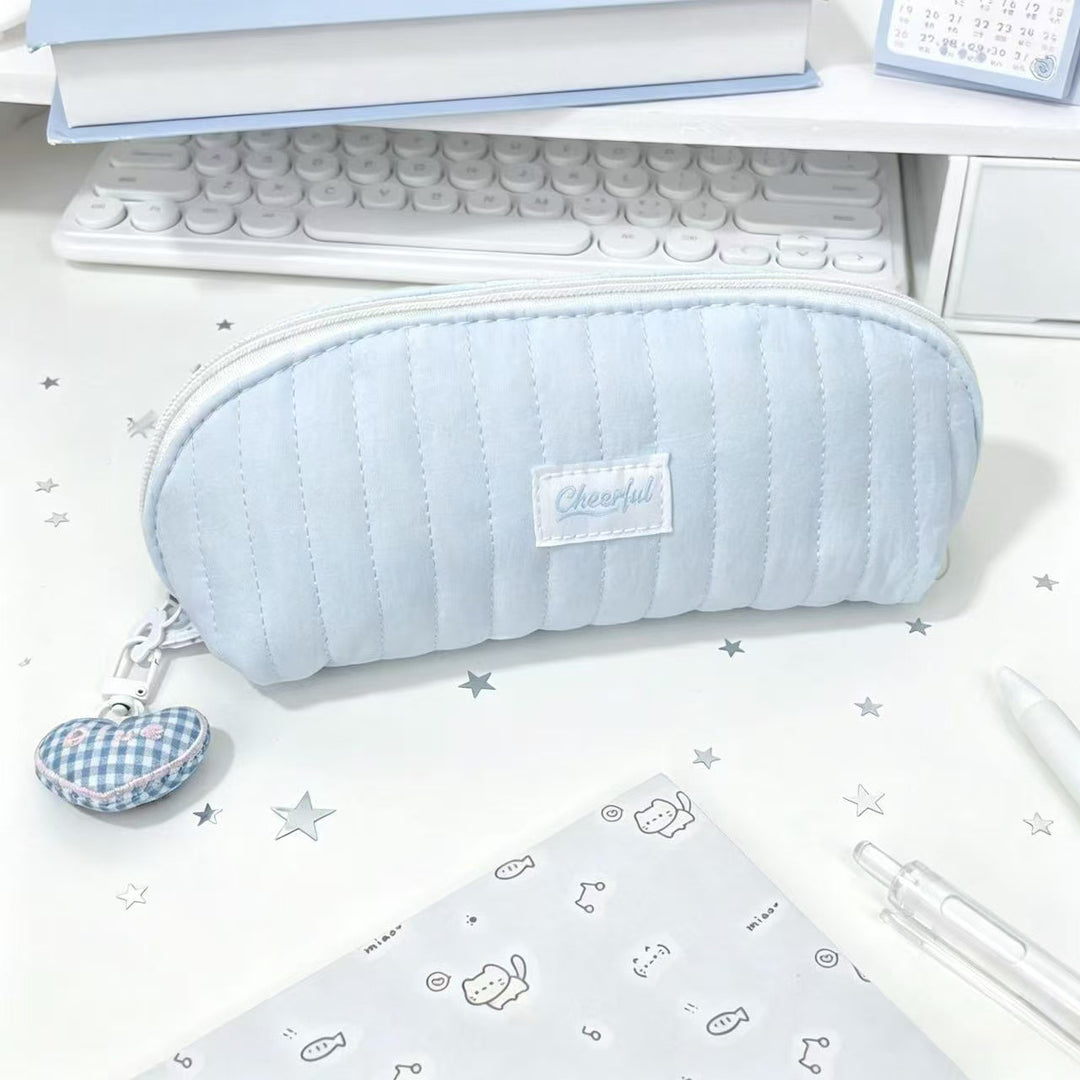 Cute Plush-Lined Zip Cosmetic Pouch with Bunny Charm Bowlift