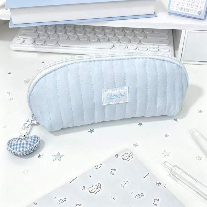 Cute Plush-Lined Zip Cosmetic Pouch with Bunny Charm Bowlift