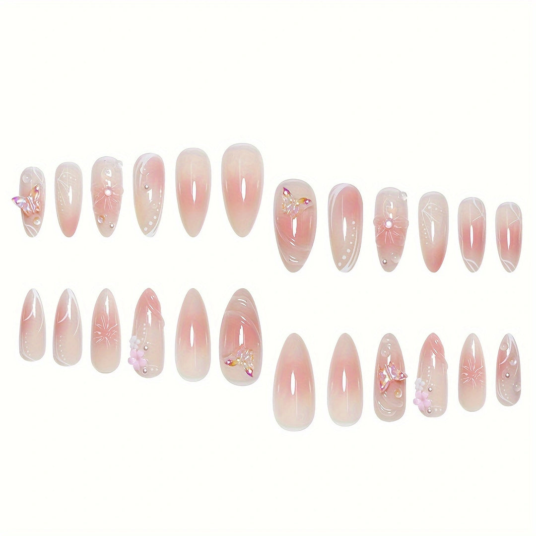 Artistic Infused Floral Press-On Nail Set Bowlift