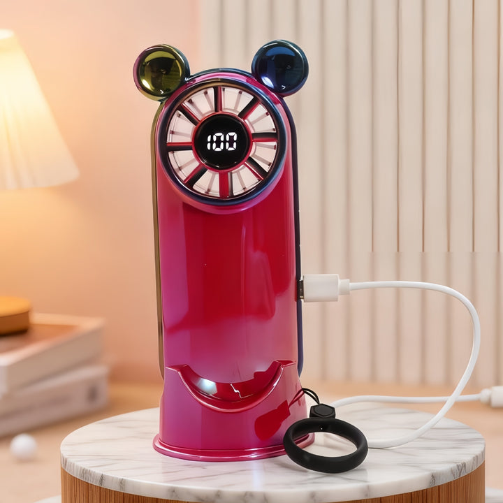 Women Portable Mini Fan with LCD Display Bowlift